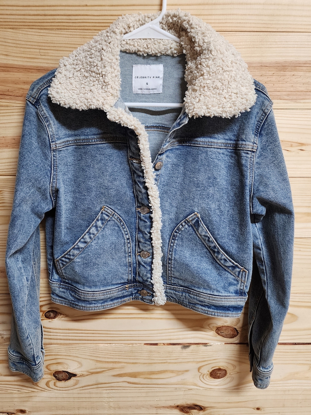 Celebrity Pink Women's Blue Denim Sherpa Jacket